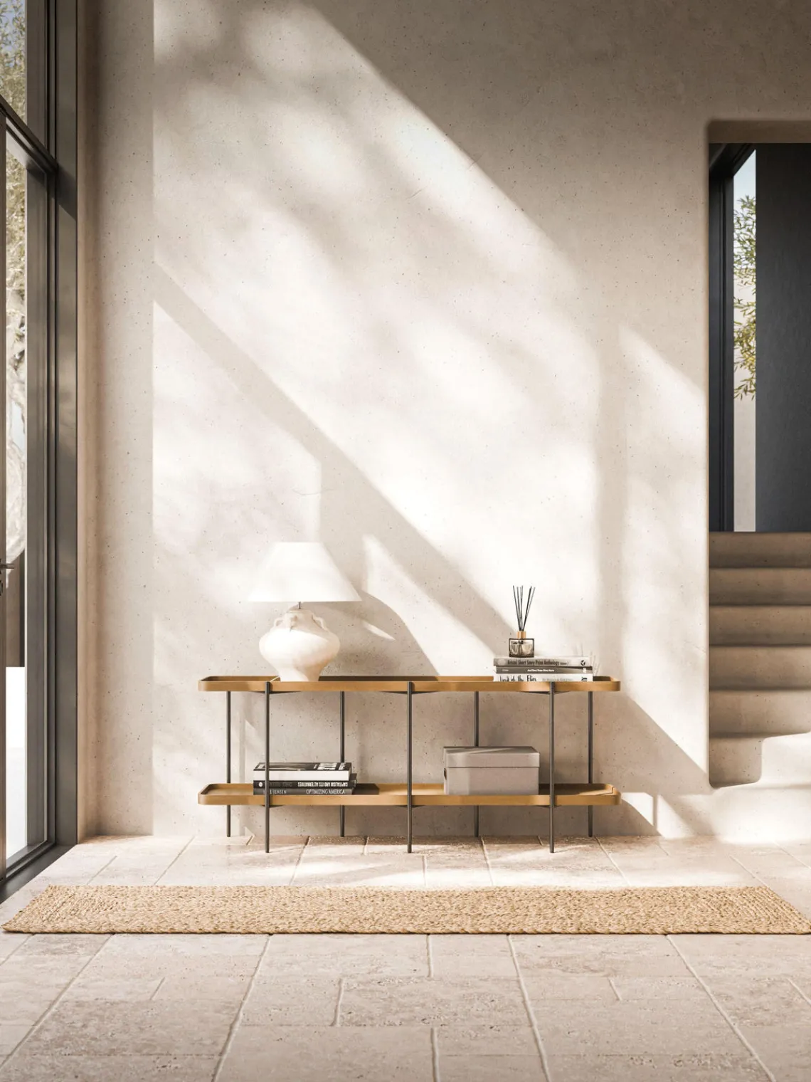 Librerías|Estanterías>Westwing Collection Estantería baja de madera Renee Madera de fresno, negro