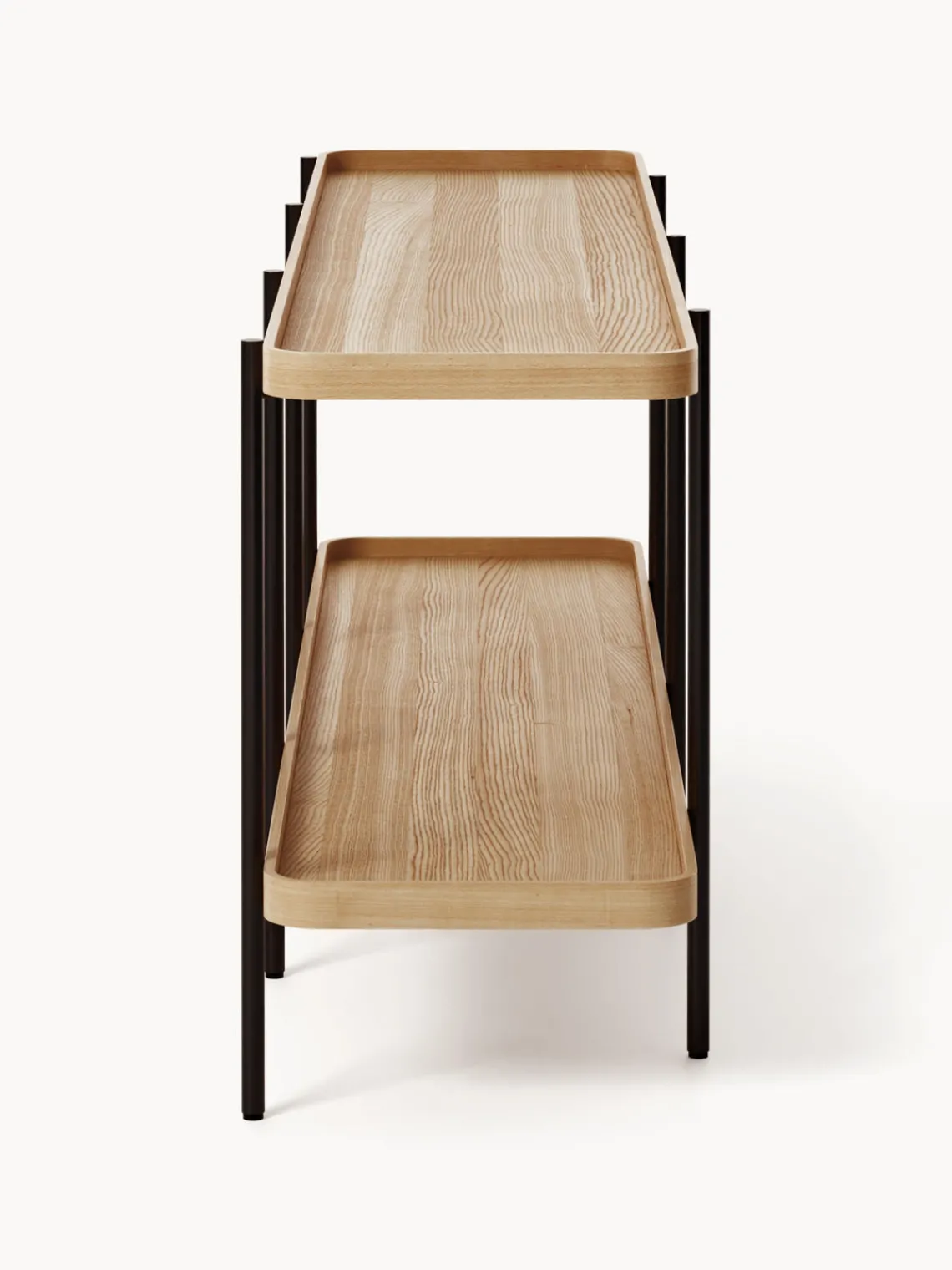 Librerías|Estanterías>Westwing Collection Estantería baja de madera Renee Madera de fresno, negro