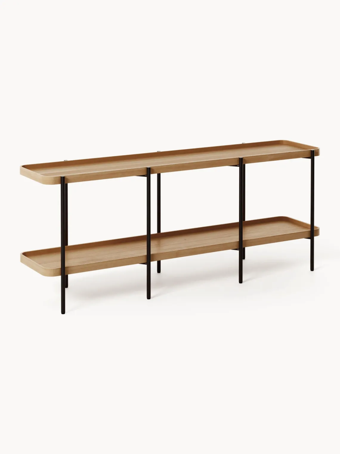 Librerías|Estanterías>Westwing Collection Estantería baja de madera Renee Madera de fresno, negro