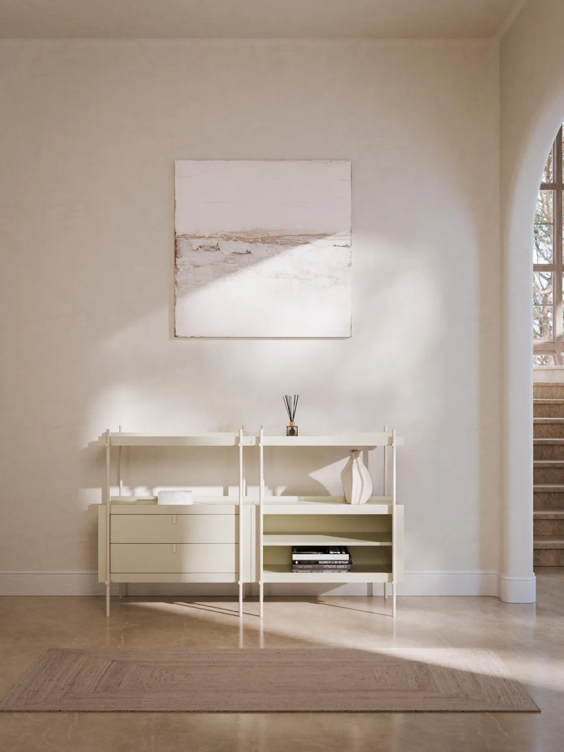 Librerías|Estanterías>Westwing Collection Estantería con cajones Rio Beige