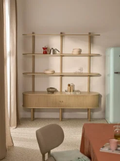 Librerías|Estanterías>Westwing Collection Estantería con frente acanalado Calary Madera de roble