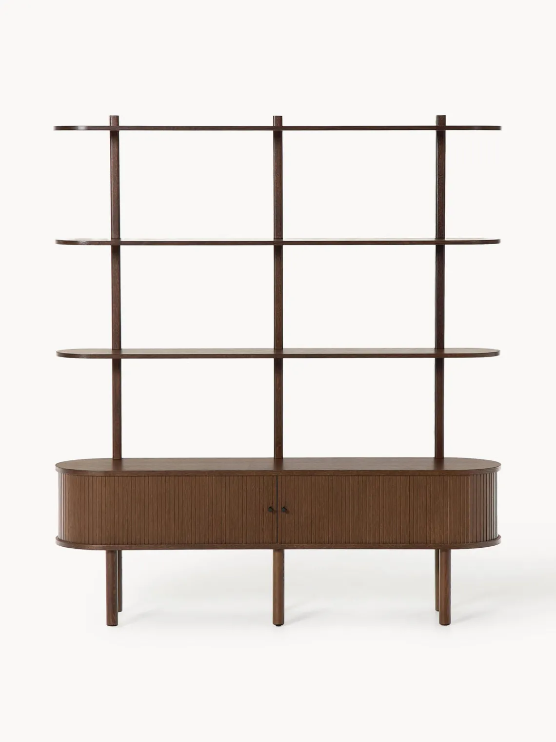 Librerías|Estanterías>Westwing Collection Estantería con frente acanalado Calary Madera de roble lacada en marrón oscuro