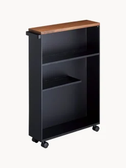 Armarios De Baño|Estanterías De Baño>Yamazaki Estantería de baño con ruedas Tower Estructura: negroTablero: madera oscuraRuedas: negro
