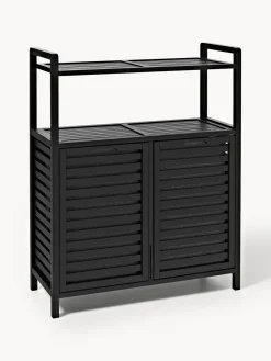 Armarios De Baño|Estanterías De Baño>Westwing Collection Estantería de baño de bambú con cestos de ropa Kit Negro