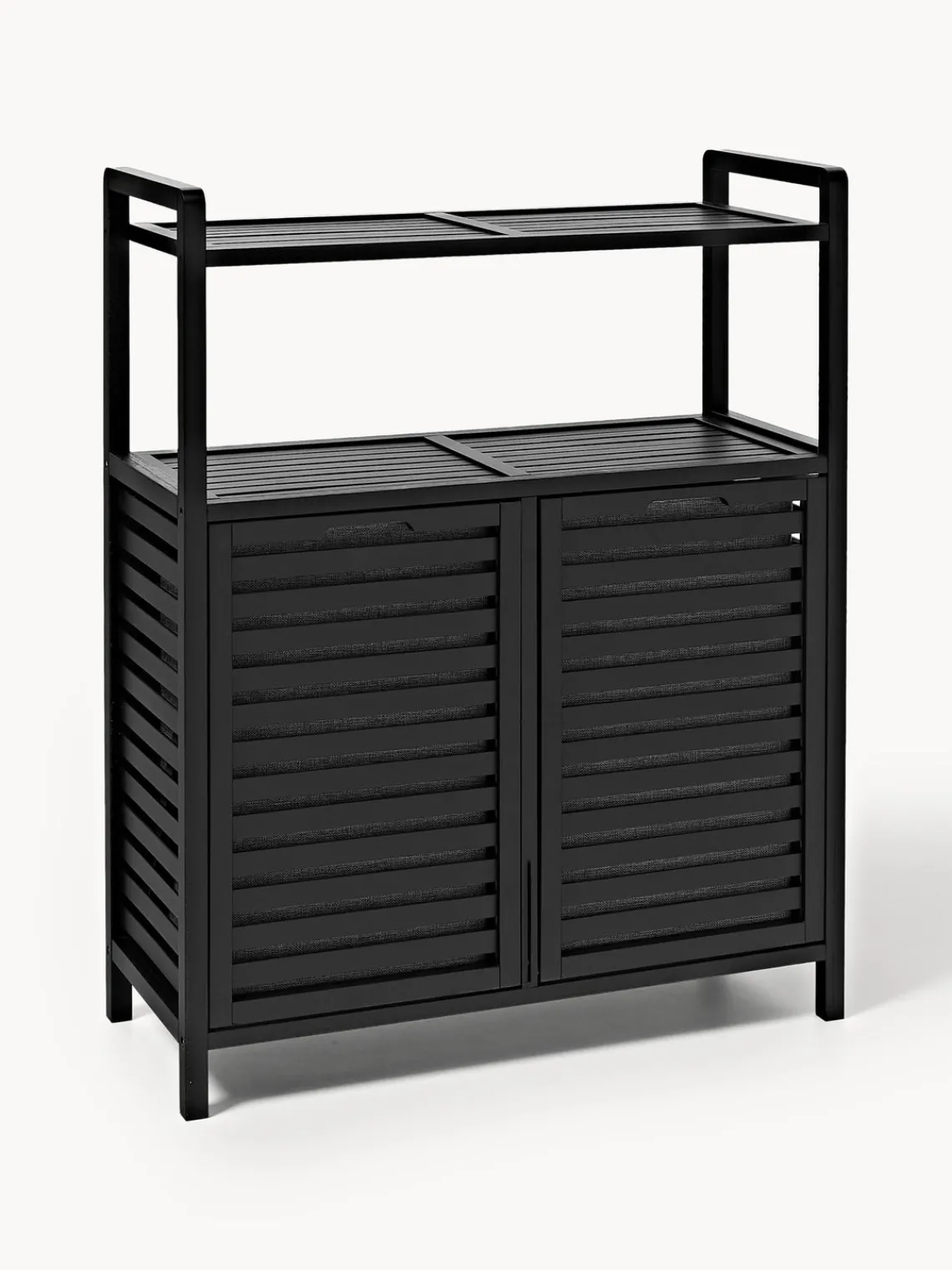 Armarios De Baño|Estanterías De Baño>Westwing Collection Estantería de baño de bambú con cestos de ropa Kit Negro