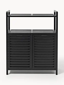 Armarios De Baño|Estanterías De Baño>Westwing Collection Estantería de baño de bambú con cestos de ropa Kit Negro