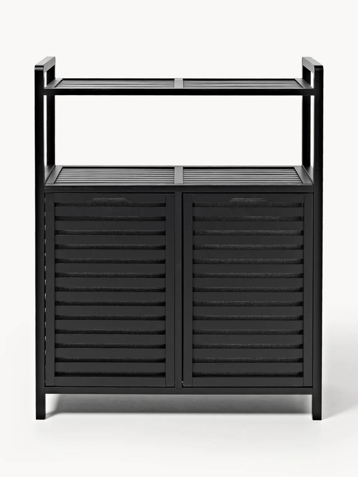 Armarios De Baño|Estanterías De Baño>Westwing Collection Estantería de baño de bambú con cestos de ropa Kit Negro