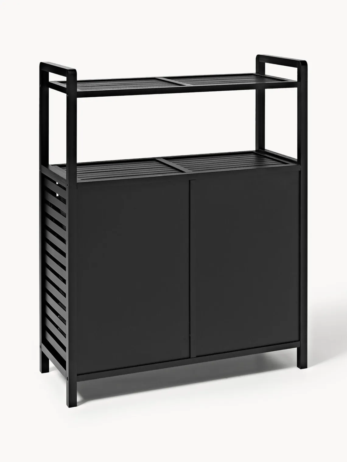 Armarios De Baño|Estanterías De Baño>Westwing Collection Estantería de baño de bambú con cestos de ropa Kit Negro