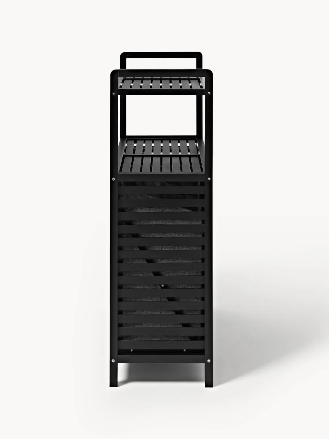 Armarios De Baño|Estanterías De Baño>Westwing Collection Estantería de baño de bambú con cestos de ropa Kit Negro