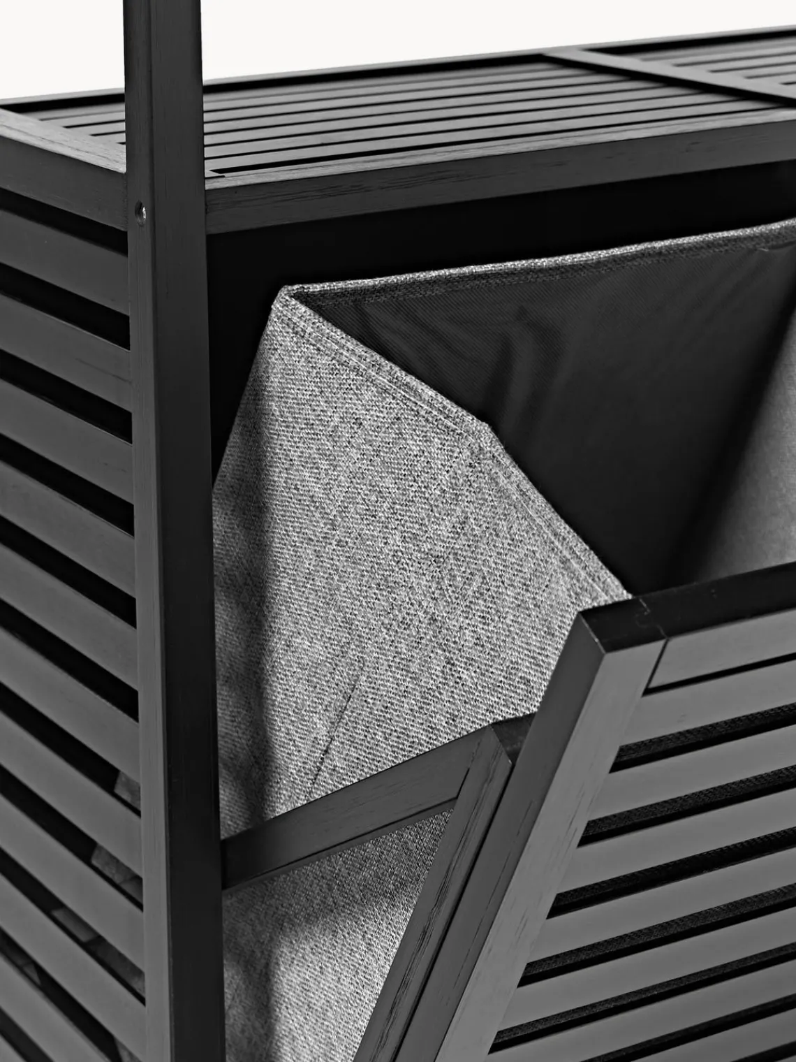 Armarios De Baño|Estanterías De Baño>Westwing Collection Estantería de baño de bambú con cestos de ropa Kit Negro