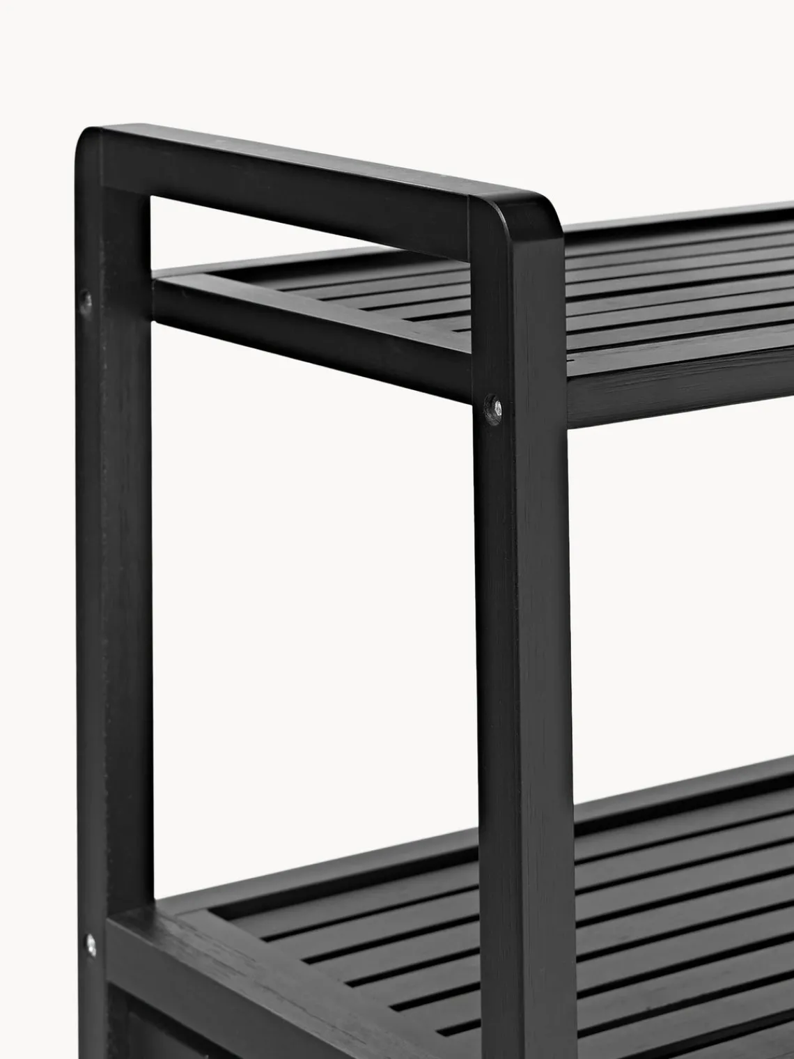 Armarios De Baño|Estanterías De Baño>Westwing Collection Estantería de baño de bambú con cestos de ropa Kit Negro