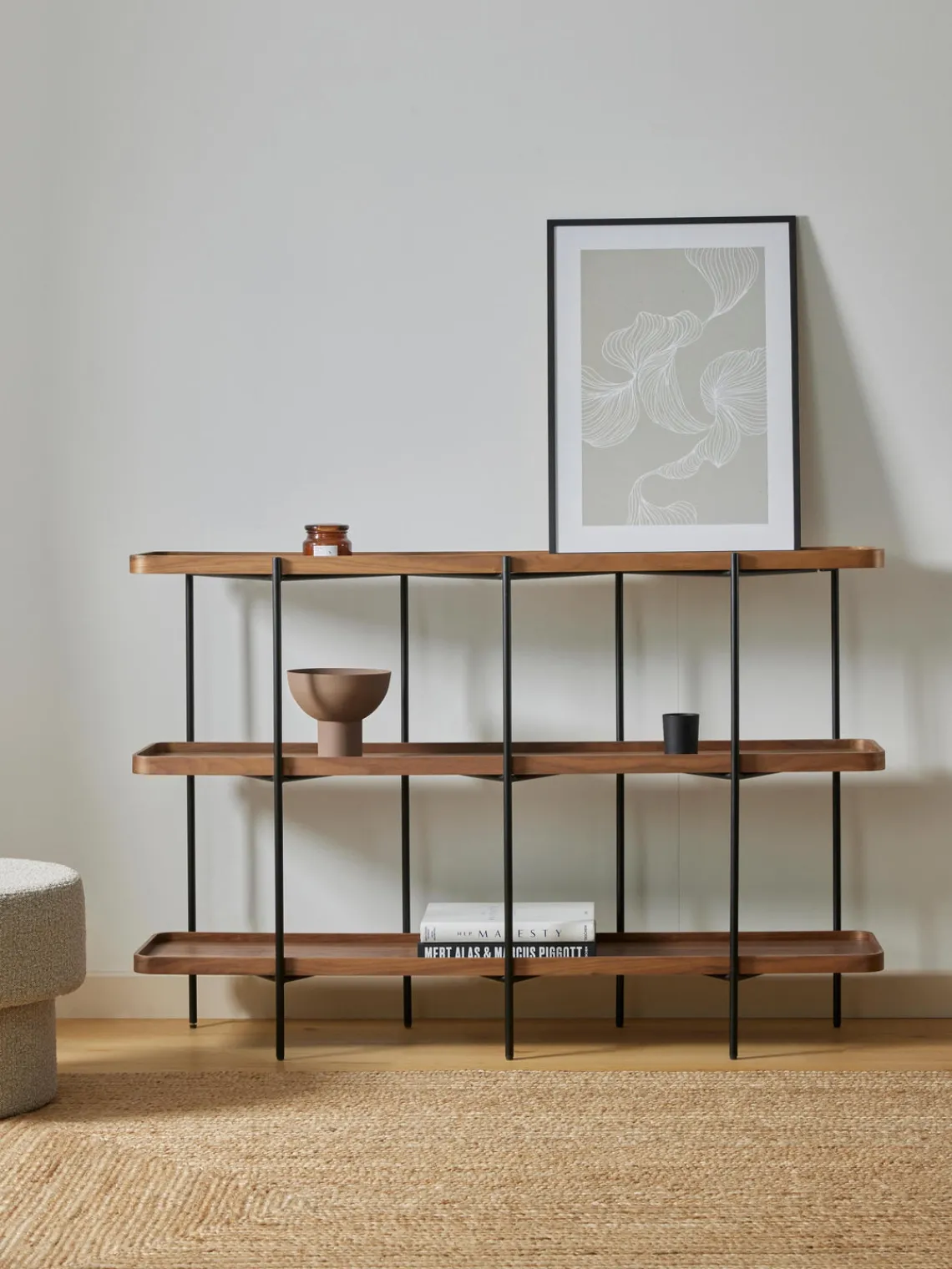 Librerías|Estanterías>Westwing Collection Estantería de madera Renee Madera de nogal