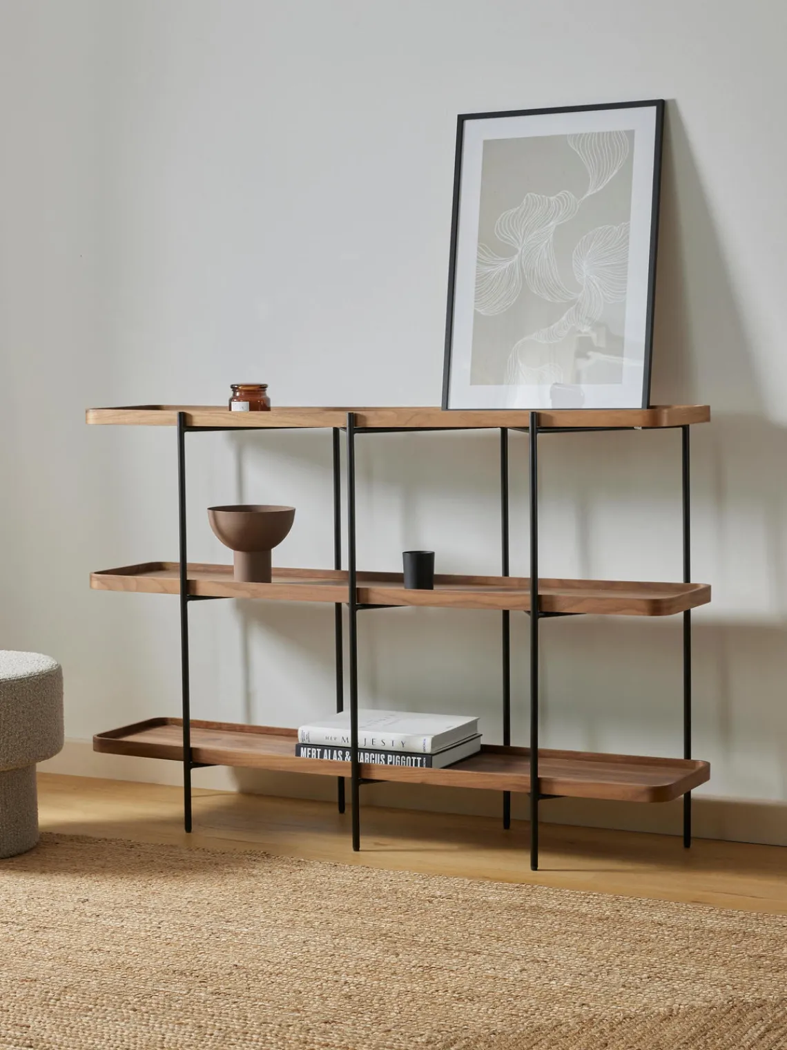 Librerías|Estanterías>Westwing Collection Estantería de madera Renee Madera de nogal