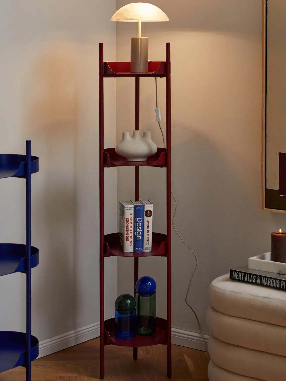 Librerías|Estanterías>Westwing Collection Estantería de metal estrecha Taru Rojo vino mate