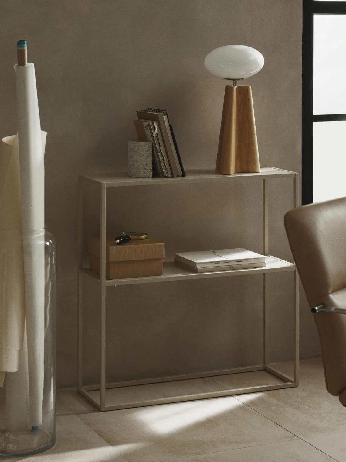 Librerías|Estanterías>Westwing Collection Estantería de metal Neptun Beige claro