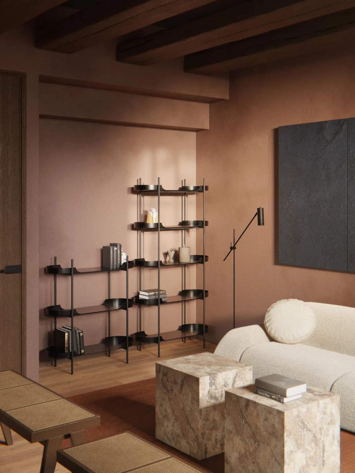 Librerías|Estanterías>Westwing Collection Estantería de metal Taru Negro mate