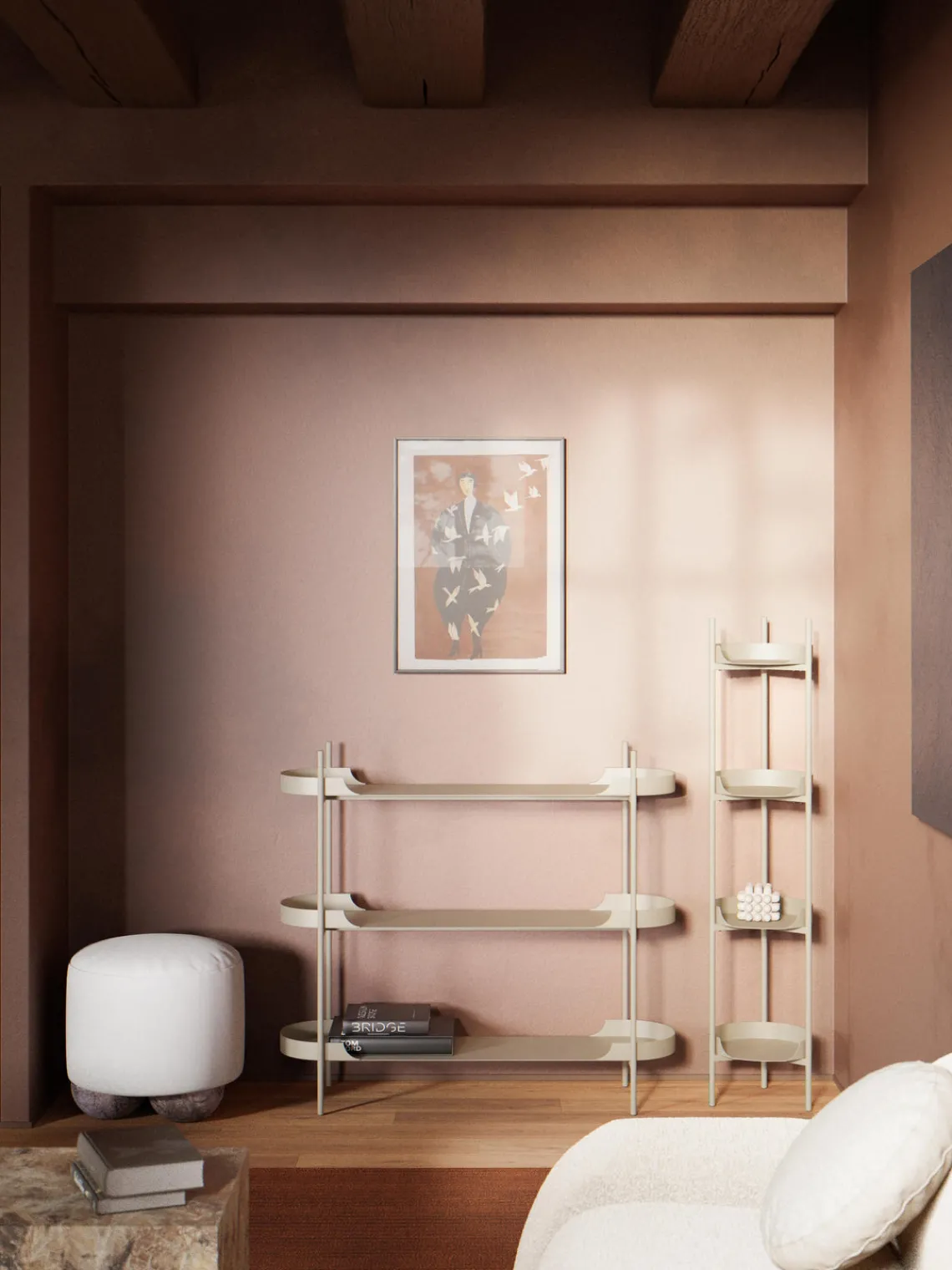 Librerías|Estanterías>Westwing Collection Estantería de metal Taru Beige claro mate