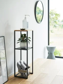 Estanterías De Baño|Librerías>Yamazaki Estantería estrecha de metal y bambú Tower Negro