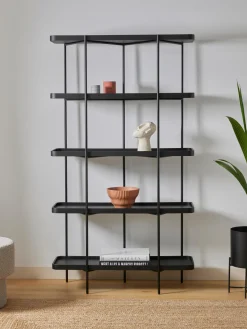 Librerías|Estanterías De Oficina>Westwing Collection Estantería grande de madera Renne Madera de fresno lacada en negro