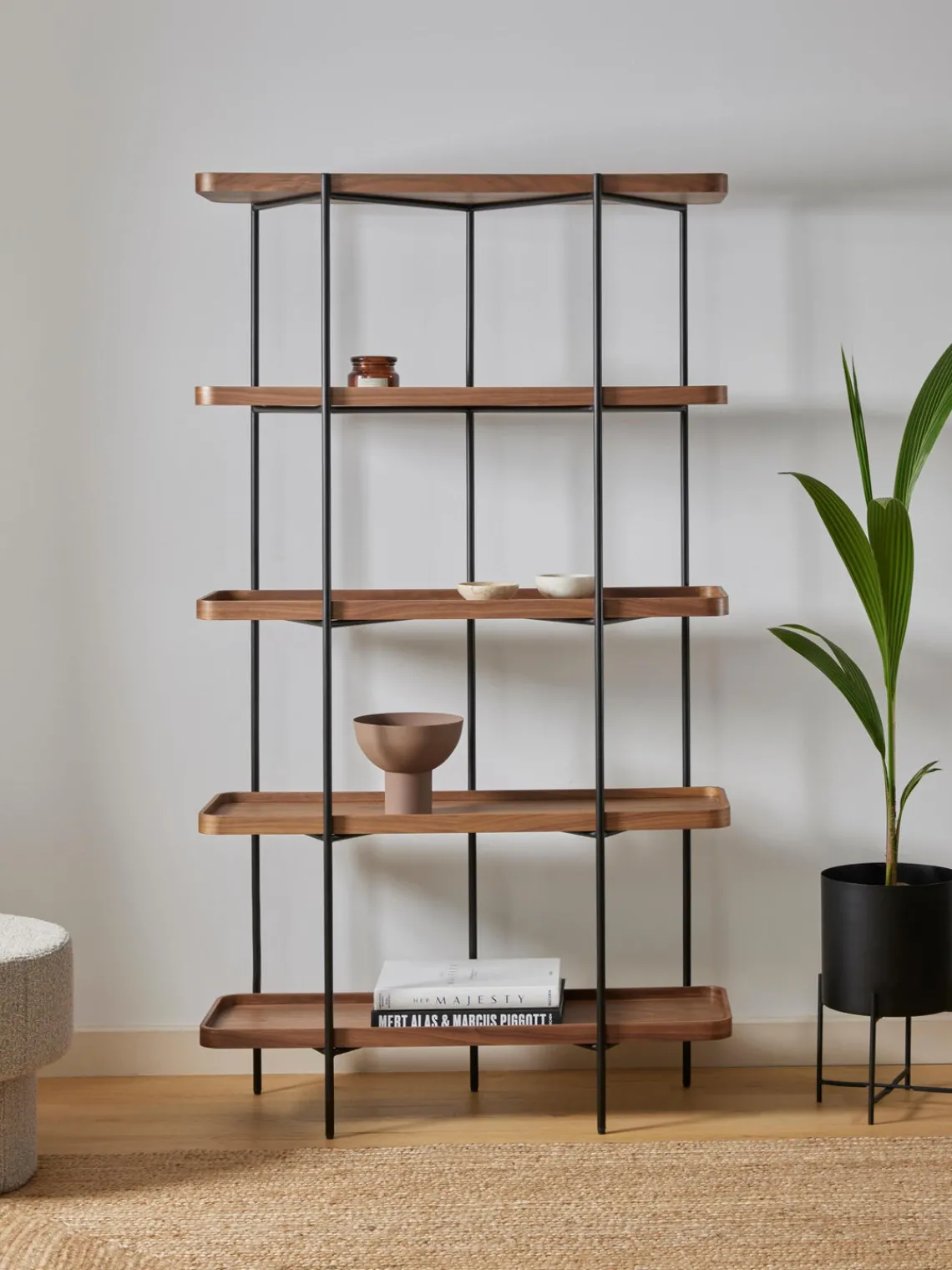 Librerías|Estanterías>Westwing Collection Estantería grande de madera Renne Madera de nogal