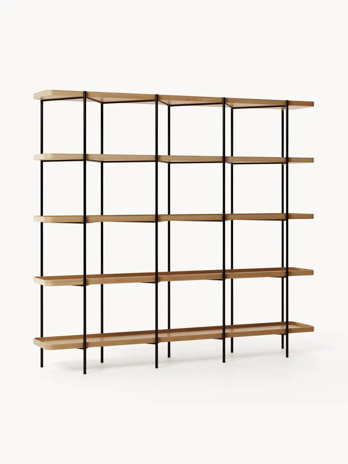 Librerías|Estanterías De Oficina>Westwing Collection Estantería grande de madera Renne Madera de fresno, negro