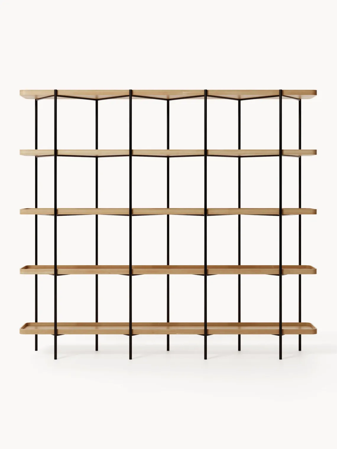 Librerías|Estanterías De Oficina>Westwing Collection Estantería grande de madera Renne Madera de fresno, negro