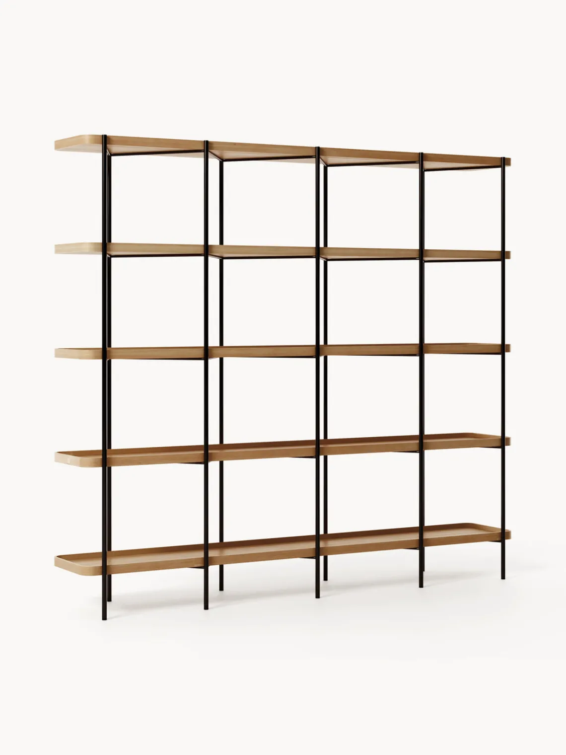 Librerías|Estanterías De Oficina>Westwing Collection Estantería grande de madera Renne Madera de fresno, negro