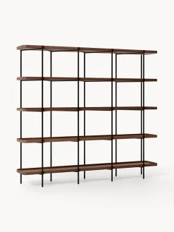 Librerías|Estanterías>Westwing Collection Estantería grande de madera Renne Madera de nogal, negro