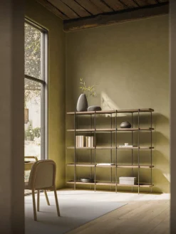 Librerías|Estanterías>Westwing Collection Estantería grande de madera Renne Madera de nogal, negro