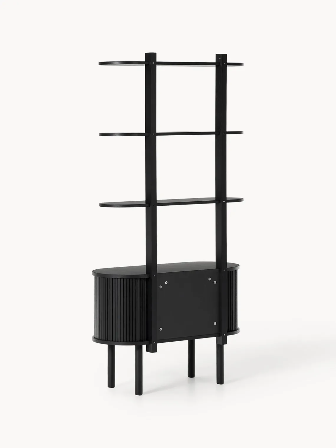 Librerías|Estanterías>Westwing Collection Estantería pequeña con frente acanalado Calary Madera de roble lacada en negro