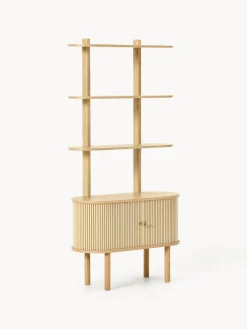 Librerías|Estanterías>Westwing Collection Estantería pequeña con frente acanalado Calary Madera de roble