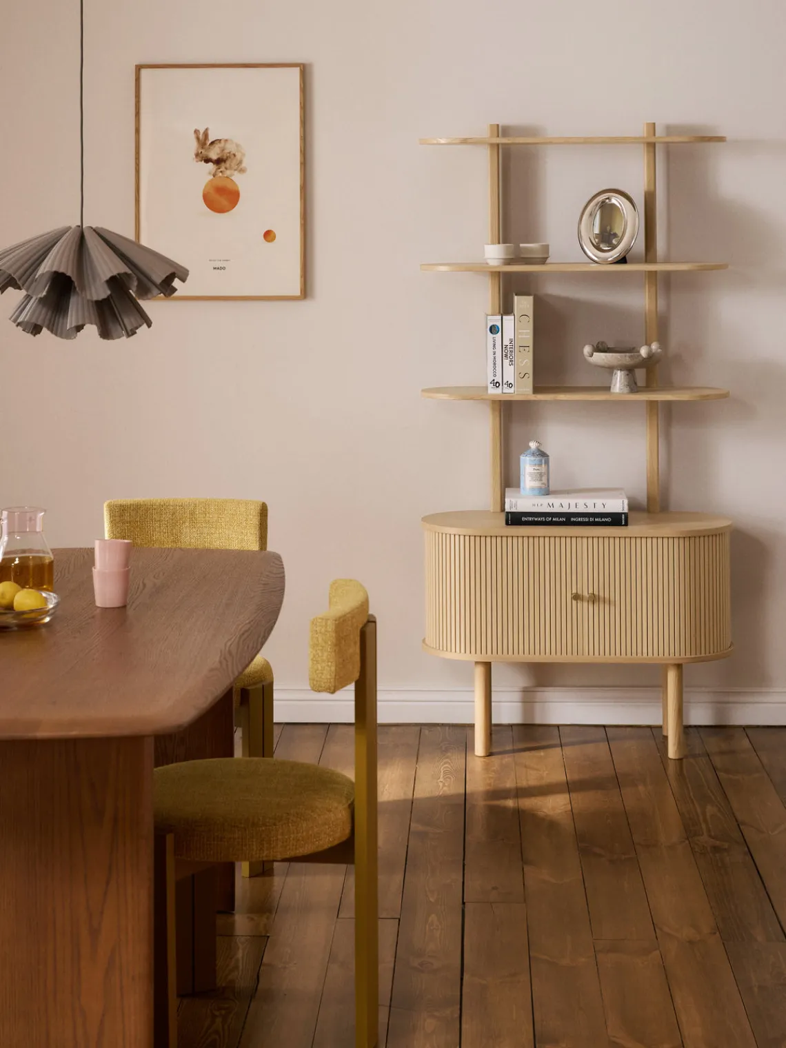 Librerías|Estanterías>Westwing Collection Estantería pequeña con frente acanalado Calary Madera de roble