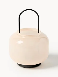 Farolillos|Jarrones>Westwing Collection Farolillo soplado Lumino, 26 cm Rosa claro, negro