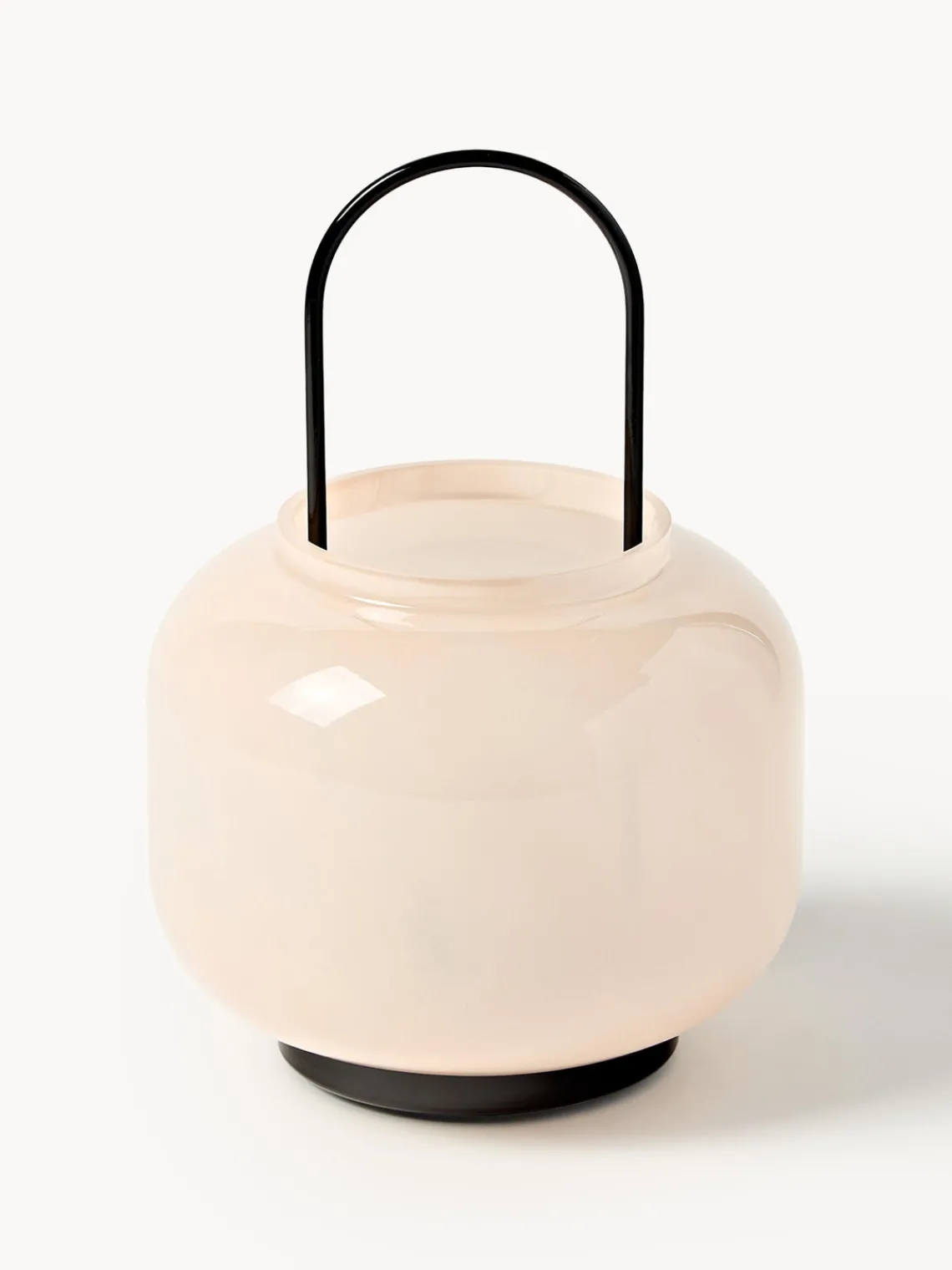 Farolillos|Jarrones>Westwing Collection Farolillo soplado Lumino, 26 cm Rosa claro, negro