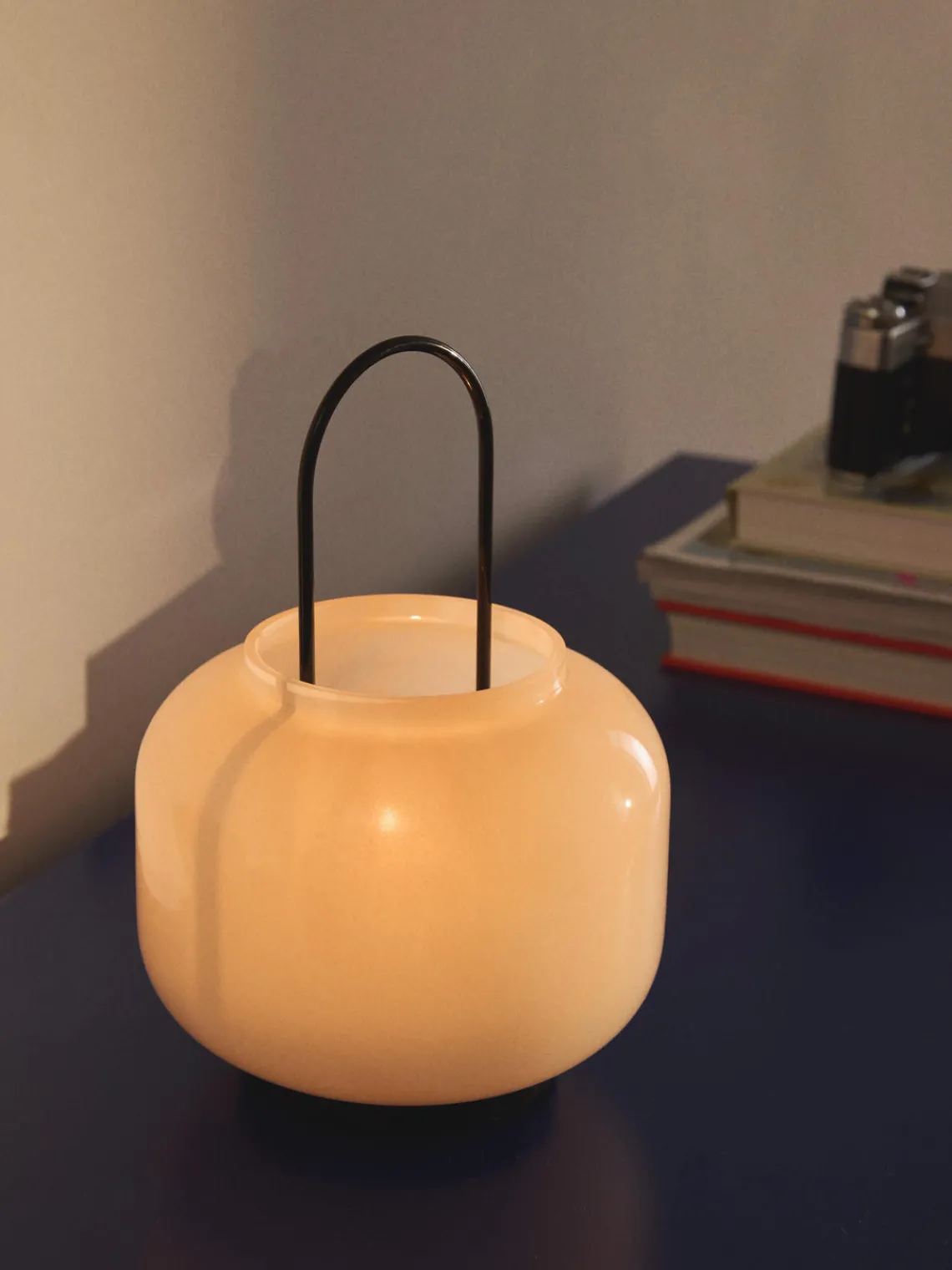 Farolillos|Jarrones>Westwing Collection Farolillo soplado Lumino, 26 cm Rosa claro, negro