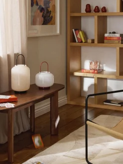 Farolillos|Jarrones>Westwing Collection Farolillo soplado Lumino, 26 cm Blanco, rojo vino