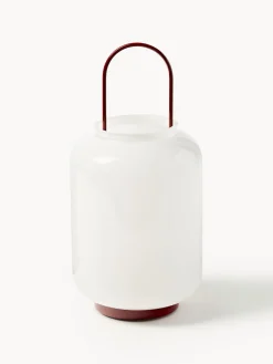 Farolillos|Jarrones>Westwing Collection Farolillo soplado Lumino, 35 cm Blanco, rojo vino