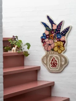 Hot Felpudo artesanal de lana mullida Flower Vase Objetos Decorativos De Pared|Jarrones