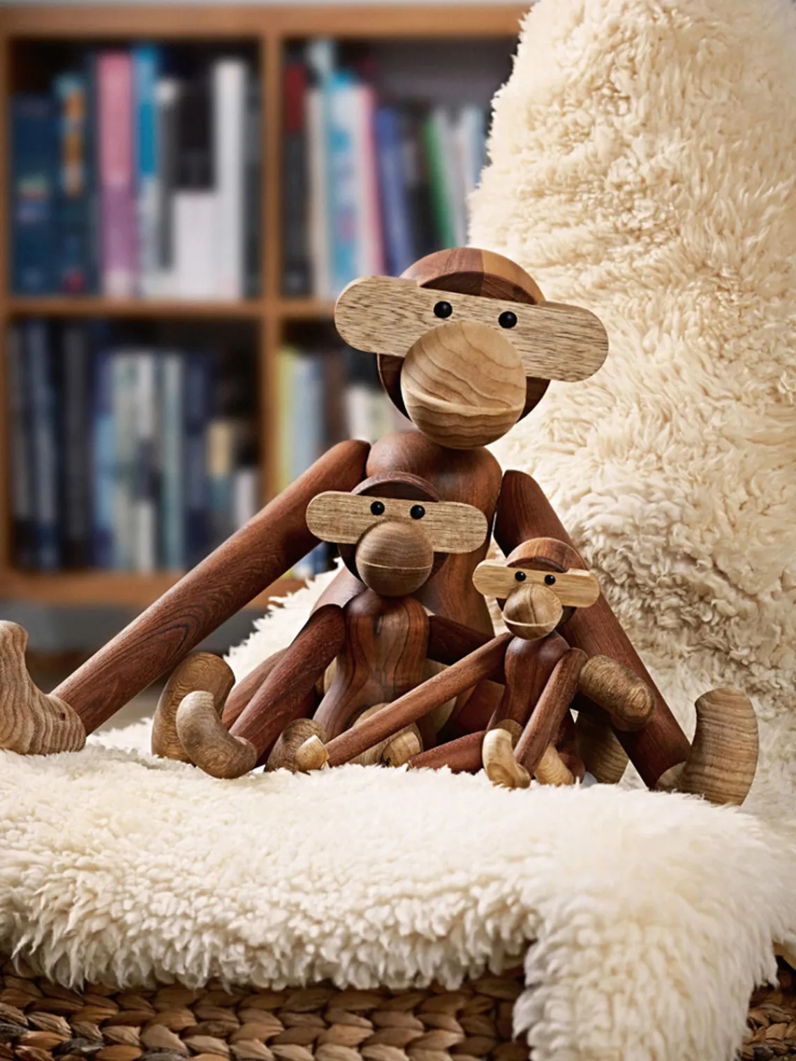 Jarrones|Figuras Decorativas>KAY BOJESEN Figura decorativa de madera de teca artesanal Monkey, 10 cm