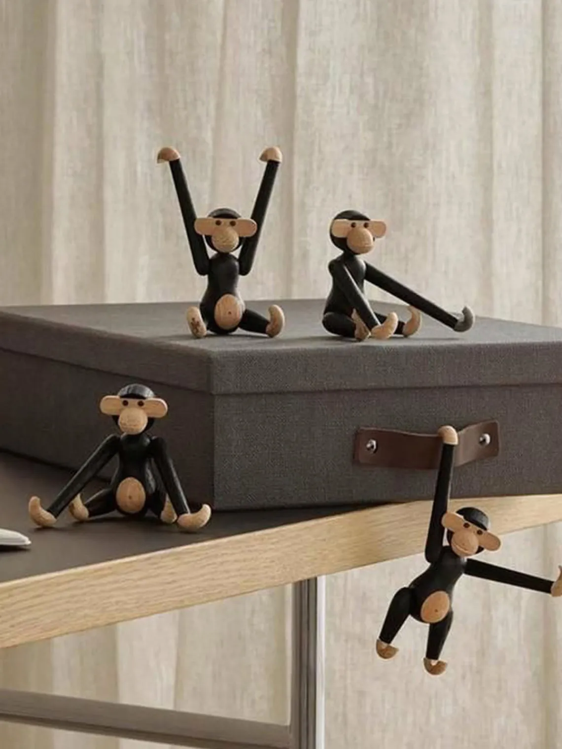 Discount Figura decorativa de madera de roble Monkey Figuras Decorativas|Jarrones
