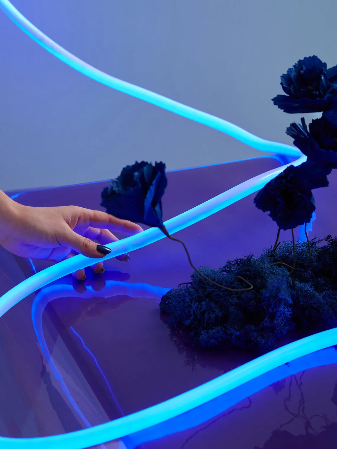 Flores Artificiales|Jarrones>Studio About Flor artificial artesanal Ice Poppy Azul real