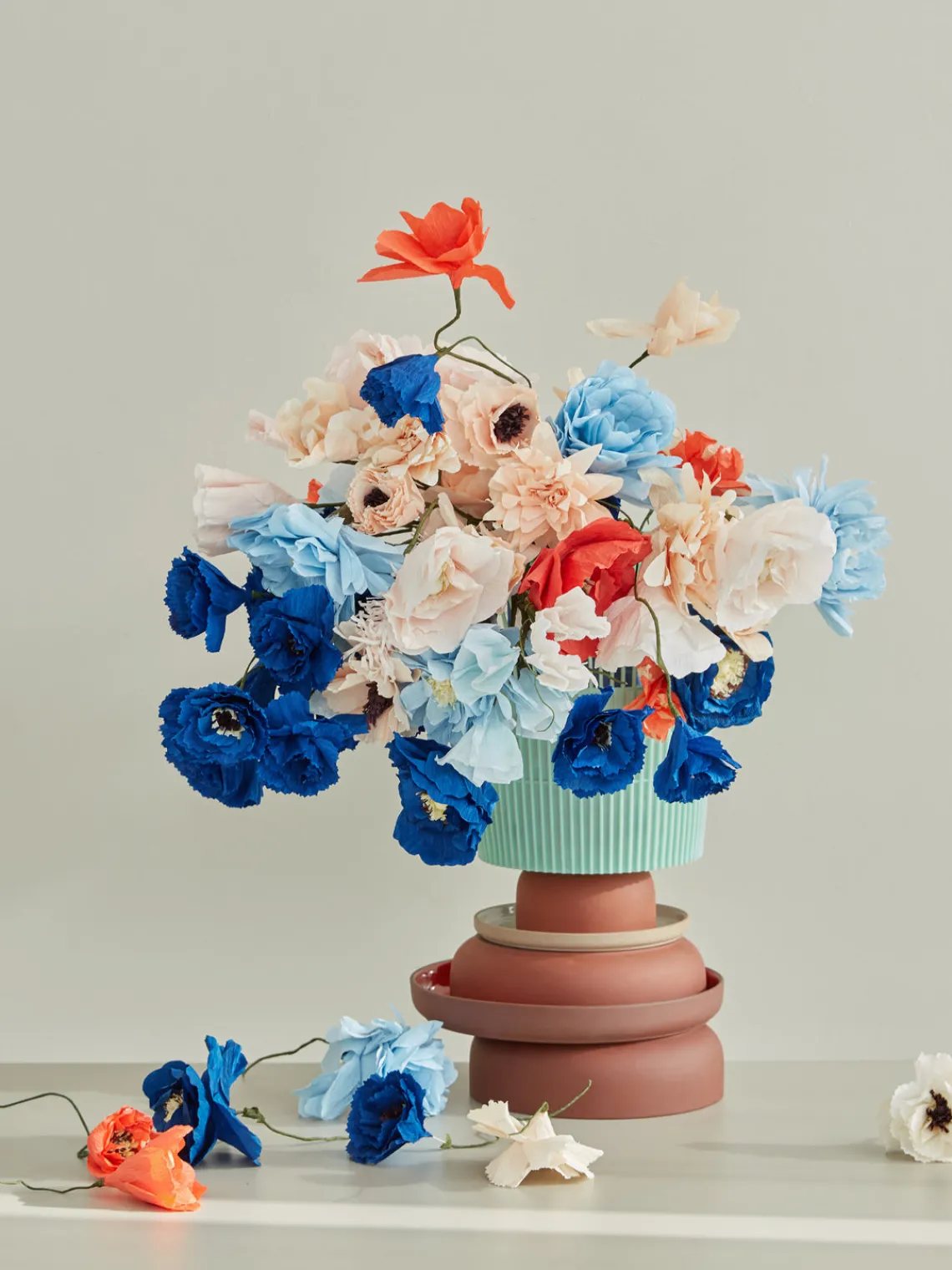 Flores Artificiales|Jarrones>Studio About Flor artificial artesanal Grand Peony Azul claro