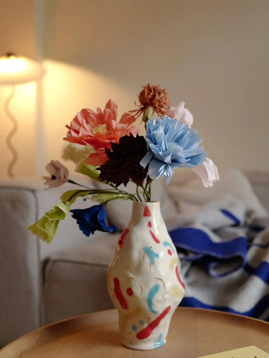 Flores Artificiales|Jarrones>Studio About Flor artificial artesanal Grand Peony Azul claro