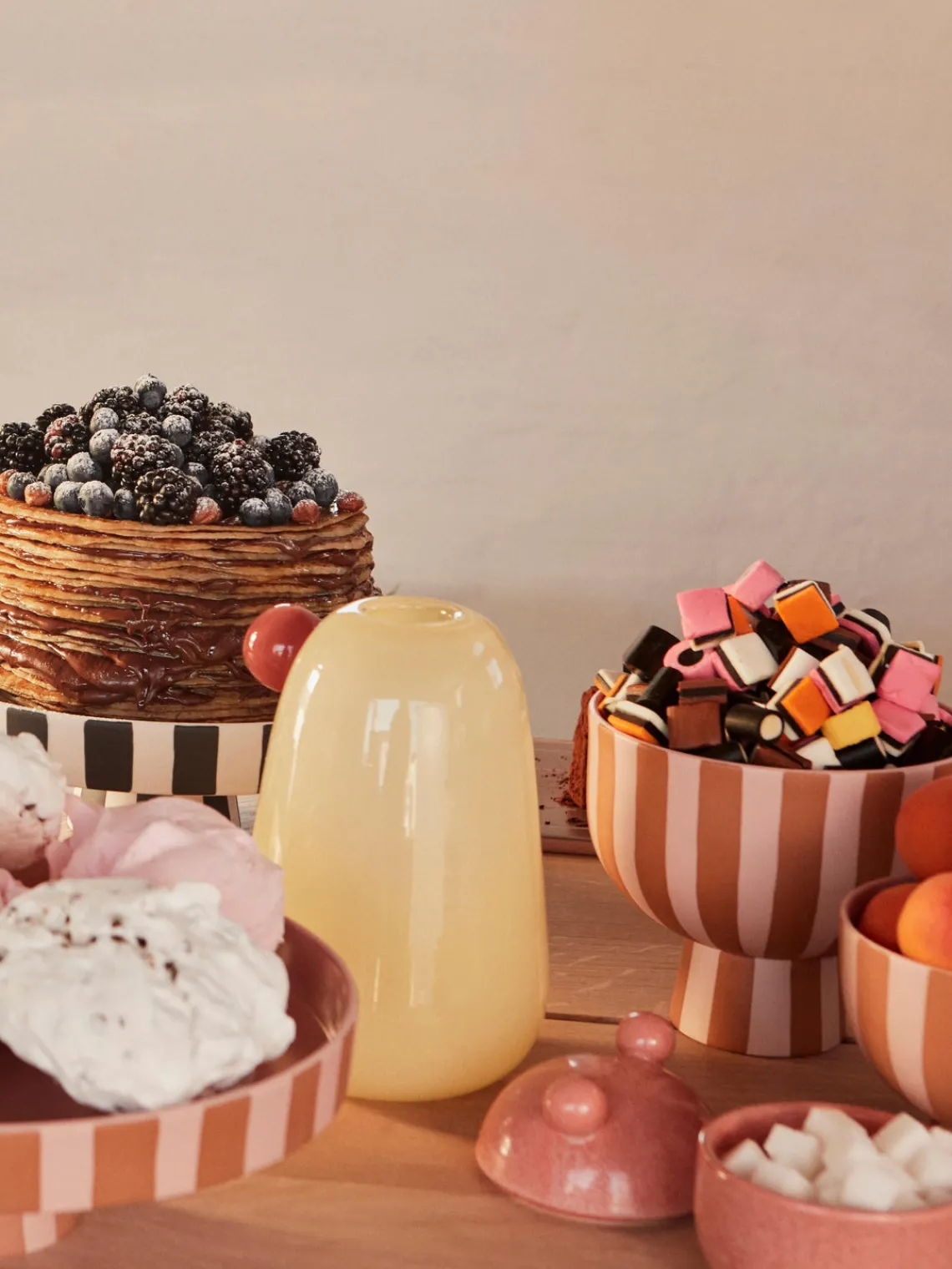 Jarrones|Cuencos Decorativos>Oyoy Living Design Frutero artesanal Toppu, 13 cm Rosa claro, marrón claro