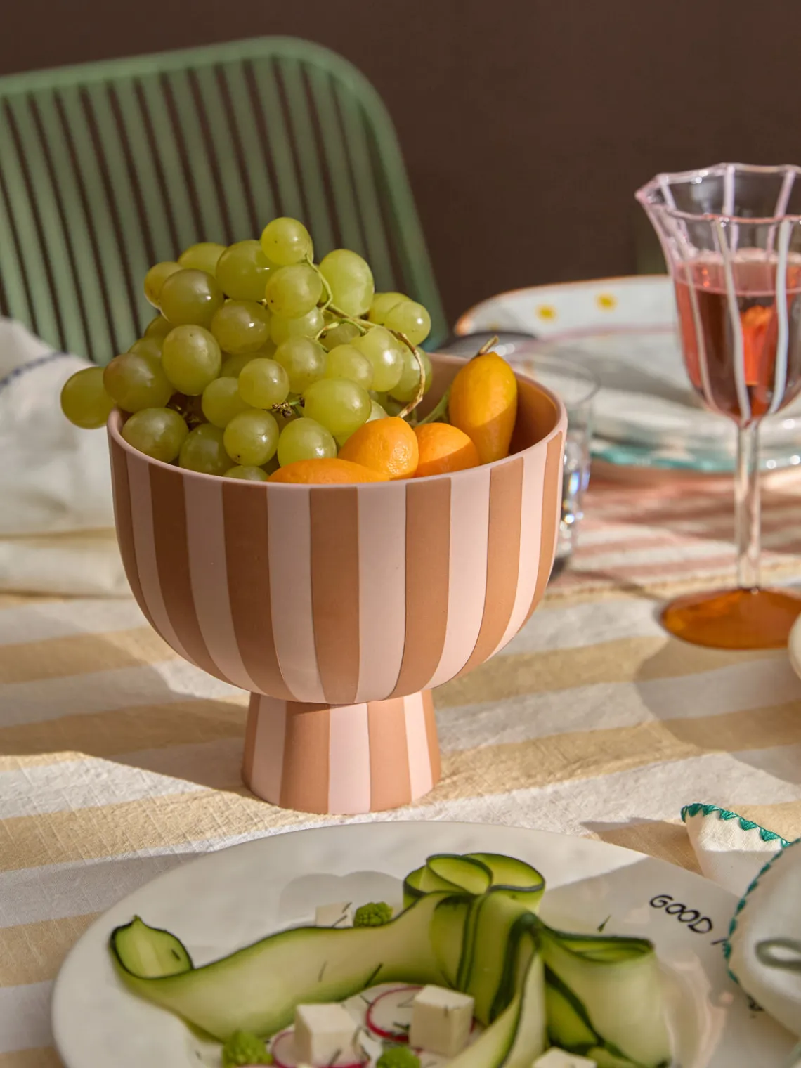 Jarrones|Cuencos Decorativos>Oyoy Living Design Frutero artesanal Toppu, 13 cm Rosa claro, marrón claro