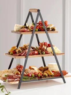 Tarteras|Vajillas Completas>ladelle Fuente 3 pisos de madera de acacia Serve