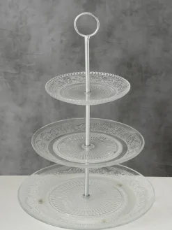 Online Fuente 3 pisos de vidrio Relief Tarteras|Vajillas Completas