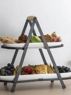 Tarteras|Vajillas Completas>ladelle Fuente 2 pisos Serve & Share, con estantes extraíbles