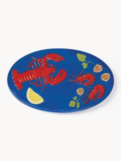 Cuencos Y Platos De Servir|Vajillas Completas>&k Amsterdam Fuente artesanal de dolomita De La Mer, 33 x 20 cm Azul oscuro, rojo, verde, amarillo