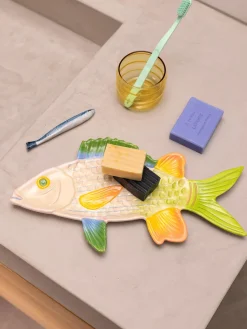 Clearance Fuente artesanal de dolomita Fish, 32 x 13 cm Cuencos Y Platos De Servir|Vajillas Completas